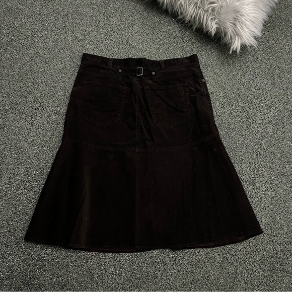 Ralph Lauren Dresses & Skirts - RALPH LAUREN Brown Corduroy Midi Knee-Length Modest Jean A-Line Flare Skirt 10